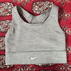 Nike Greenish Grey Dri-fit Medium Support Sports Longline Bra w/ Pocket Size S